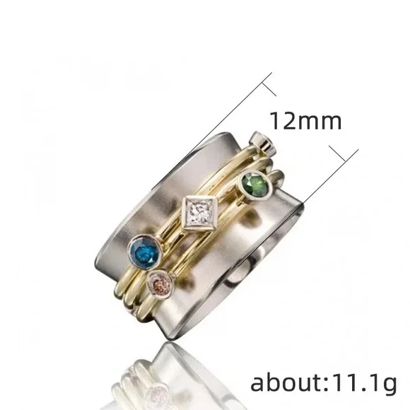 New 925 Silver Four Color Zircon Ring - Picture 3 of 3